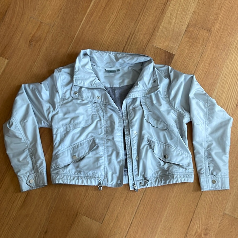 Athleta journey jacket, silver, large